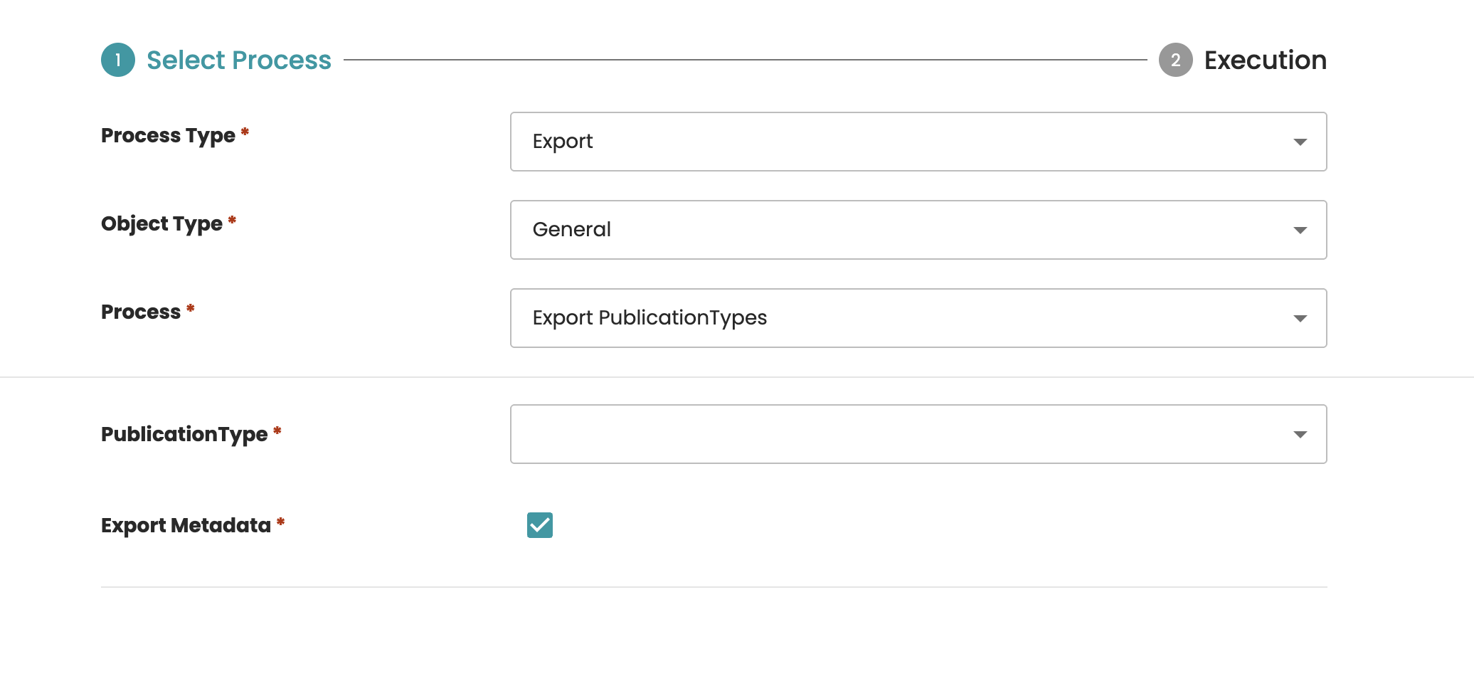 Export publication types process