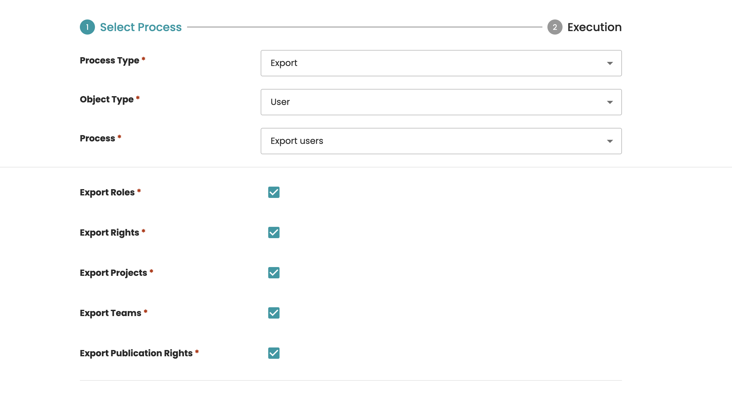 Export users process