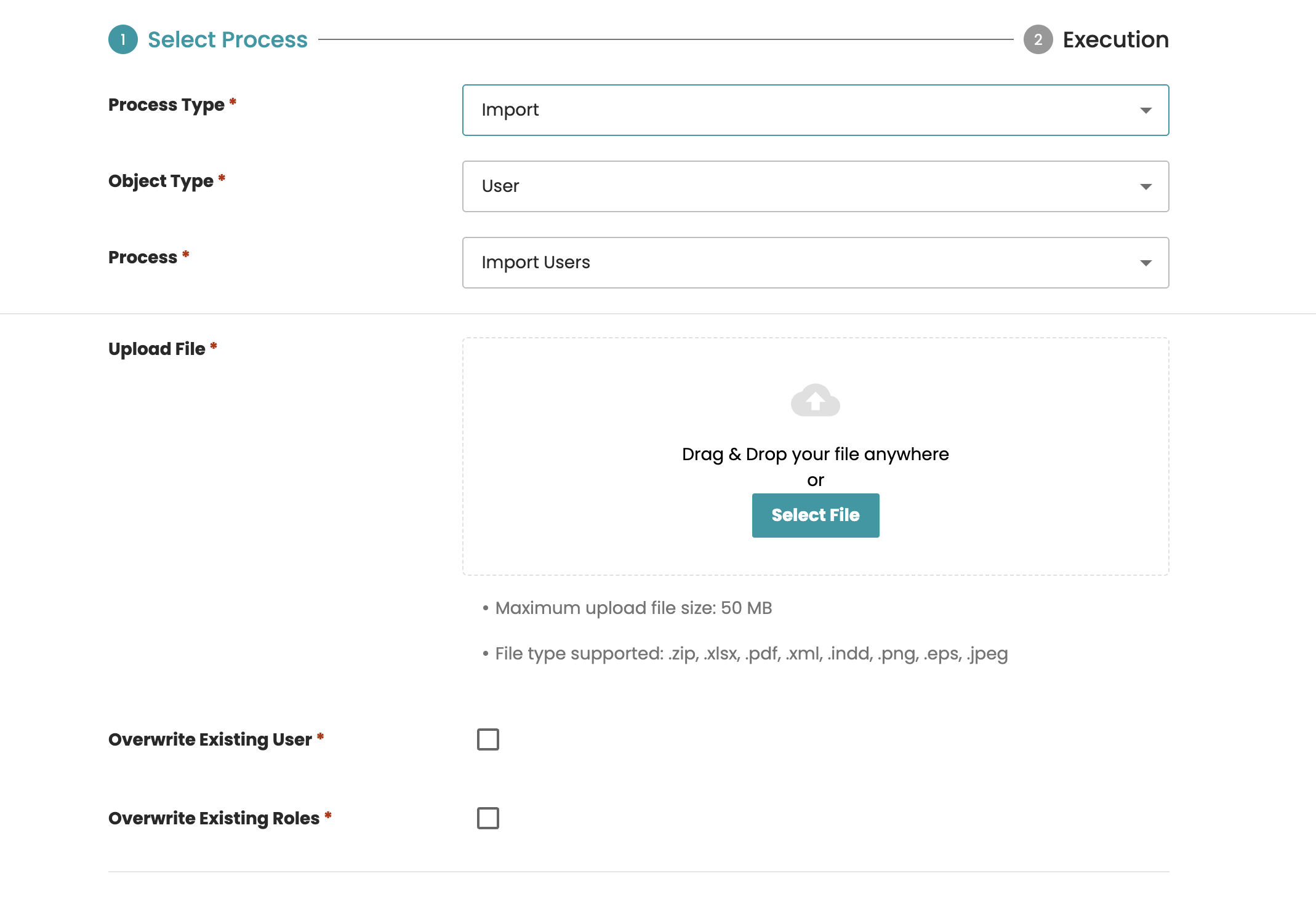 Import users process