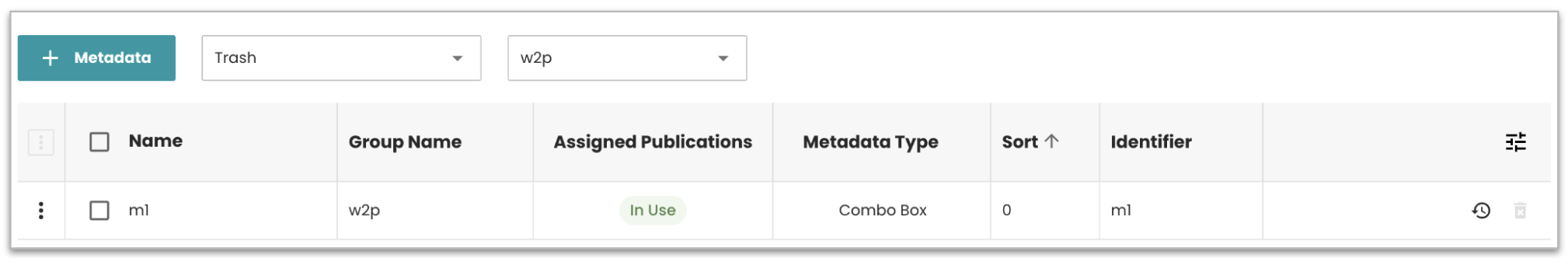 Metadata data on active mode