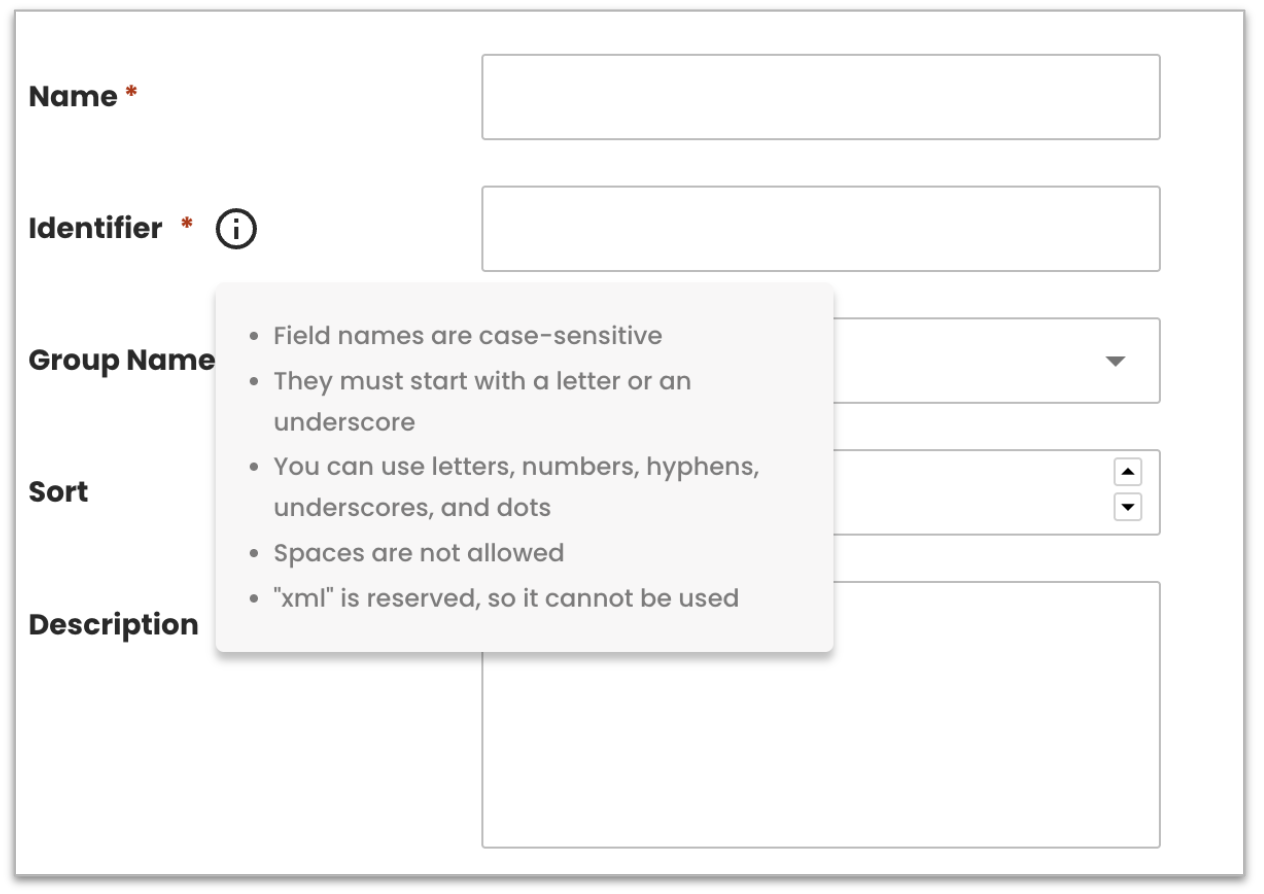 Identifier tooltip