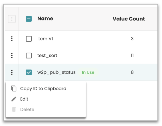 Value list